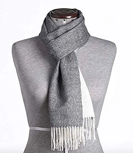 Cozy Alpaca Scarf Grey White Luxe Winter Warmth